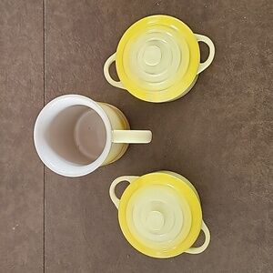 NWT Le Creuset Mini Cocottes Set of 2 + Matching Mug 8oz CK Soleil (Yellow)